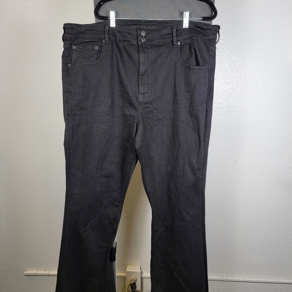 American Eagle Next Level Stretch Wide Leg Black Jean Size 24 Long - Picture 1 of 7